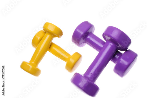 Two Pairs of dumbbells Isolated on white background