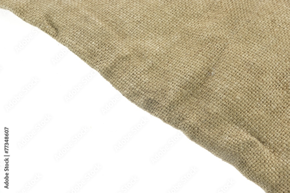 Fototapeta premium Hessian Burlap Sacking Corner White Isolated Background