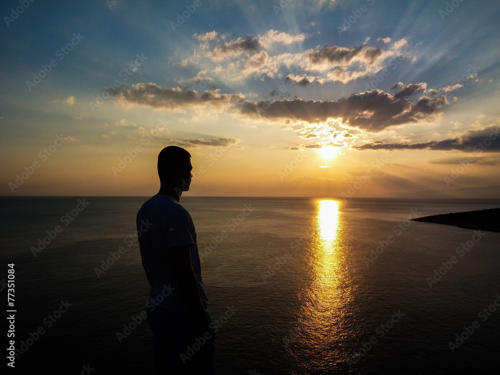 Man watching sunset