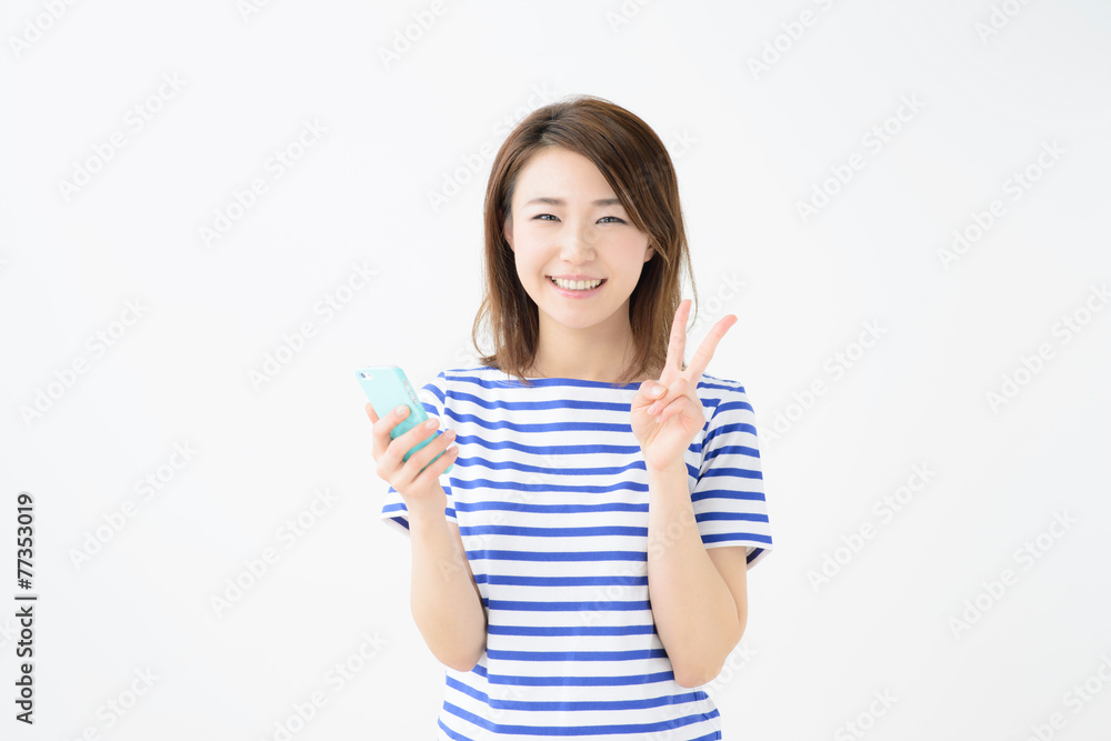 スマートフォン・若い女性 スマートフォン・若い女性