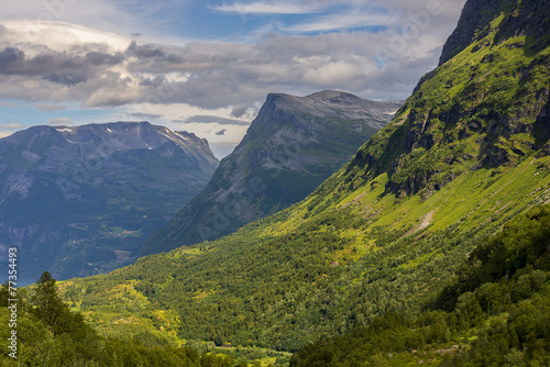Norwegia , góry, krajobraz wiejski