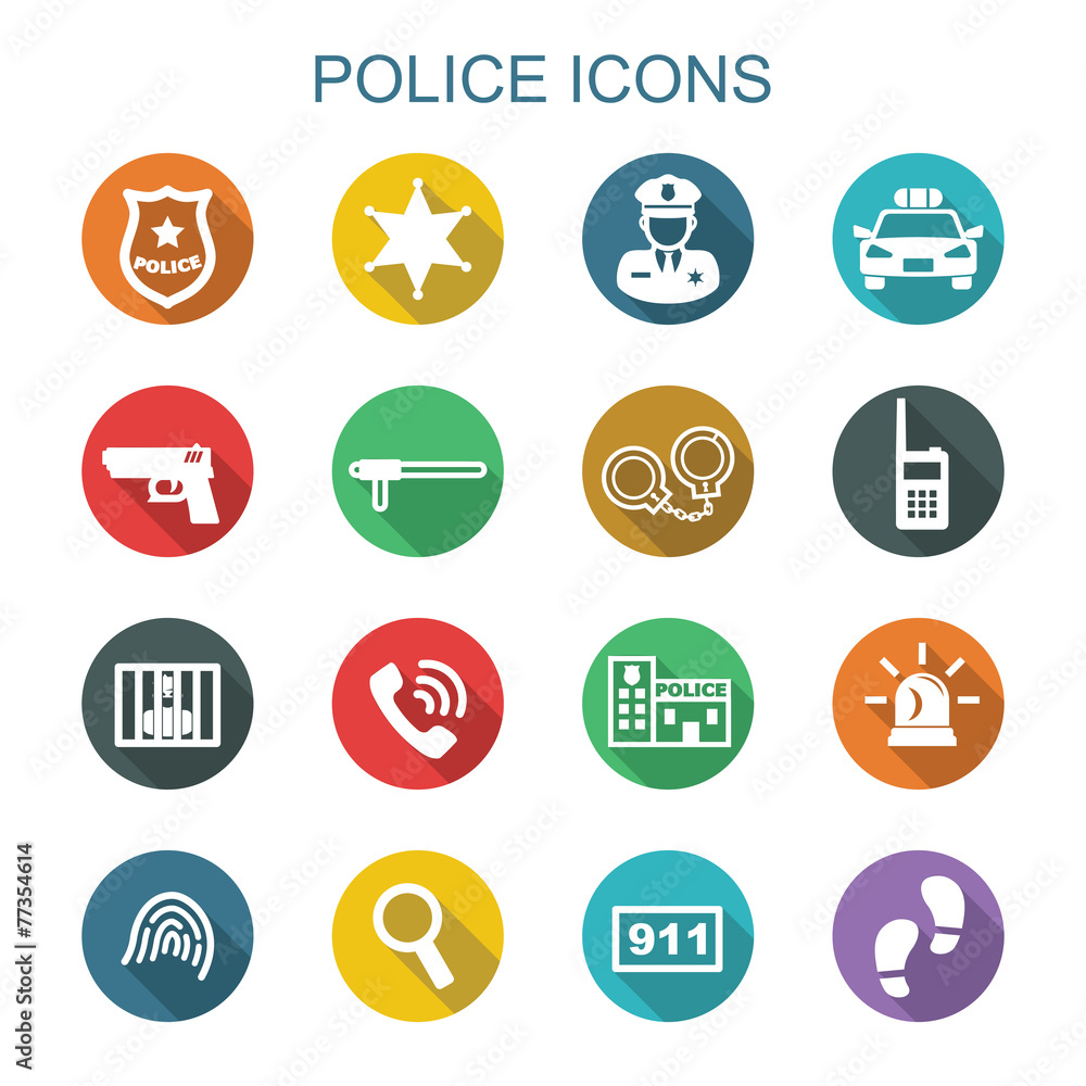 police long shadow icons police long shadow icons