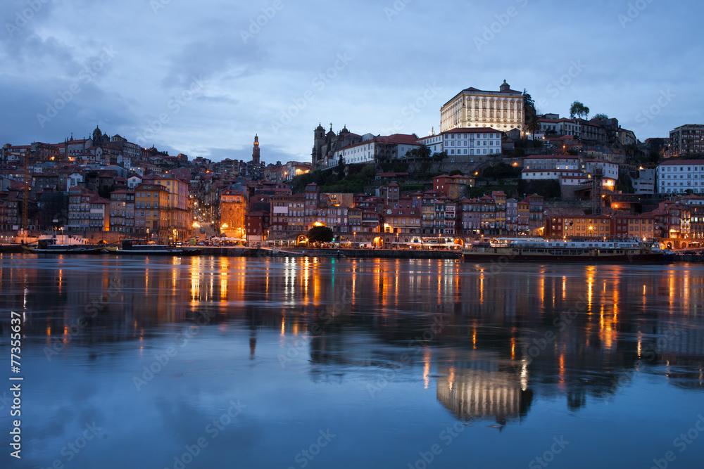 City of Porto Skyline at Dusk in Portugal