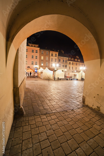 Small Market Square at Night in Krakow #77356070