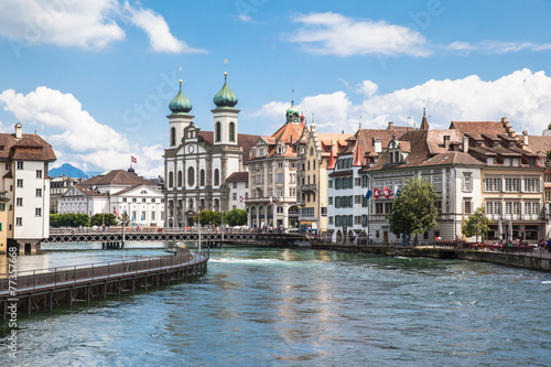 Jesuitenkirche (church) on the river side of Reuss