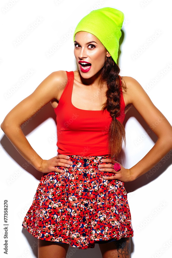 stylish beautiful girl model in casual cloth with red lips stylish beautiful girl model in casual cloth with red lips