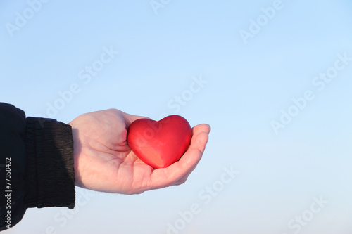 Toy heart in a palm