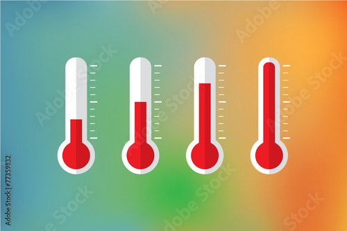 red thermometer illustration with blur background