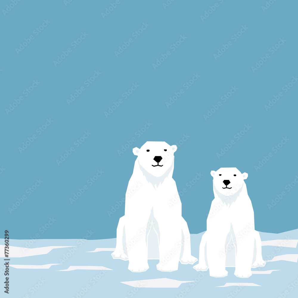 Naklejka premium white bear at the north pole, vector illustration