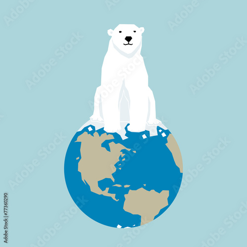 white bear at the north pole, vector illustration