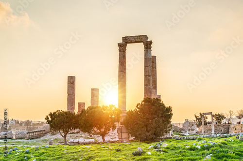 Sunset at Temple of Hercules in Amman Citadel, Jordan