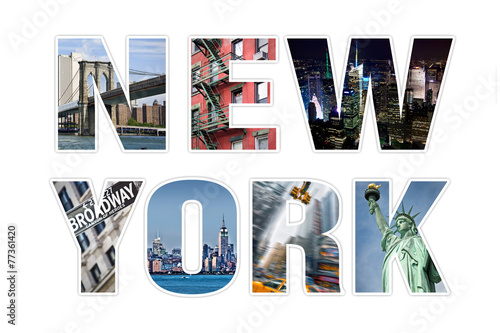 Letters NEW YORK photo collage isolated on white background #77361420