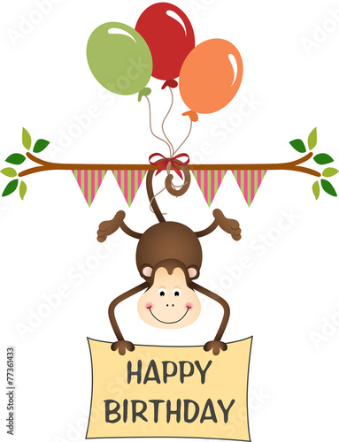 Photography Monkey happy birthday with balloons