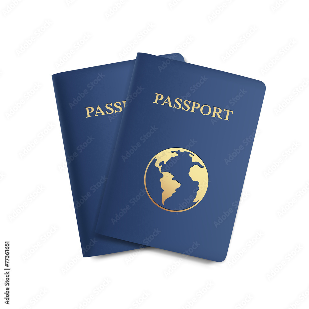 Obraz premium Vector Set of Passports with Map Isolated on White