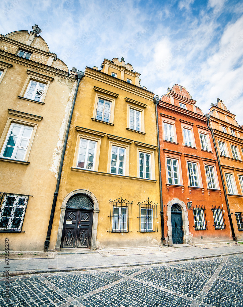 colorful houses in Warsaw
