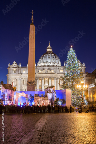 St. Peter’s Basilica at Christmas in Rome, Italy