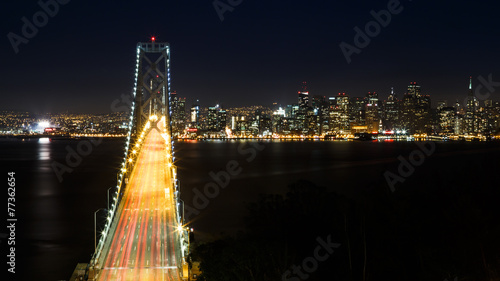 Bay Bridge and San Francisco Skyline at Night