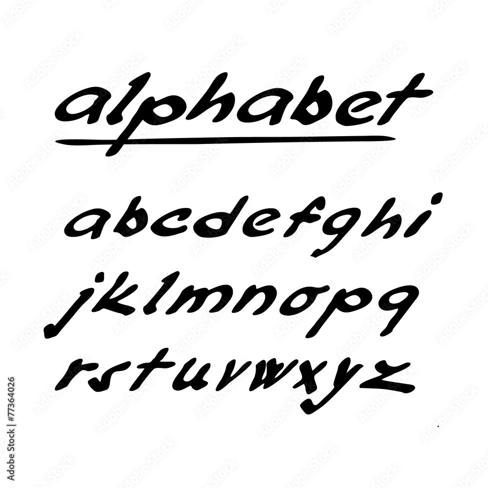 Fototapeta premium Hand drawn vector alphabet, font, isolated ink letters
