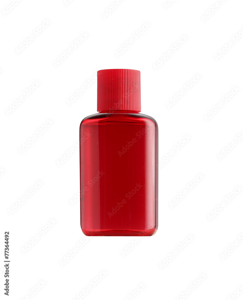 the small bottle red color packaging isolated the small bottle red color packaging isolated