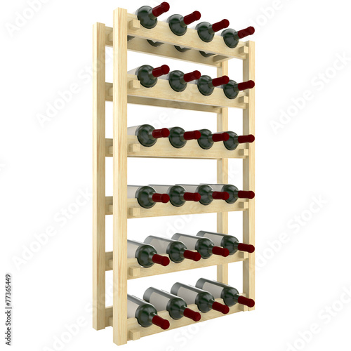 Wooden shelves with bottles of wine