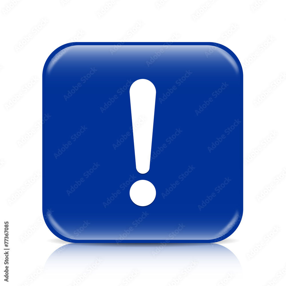 Dark blue exclamation sign button icon with reflection Dark blue exclamation sign button icon with reflection