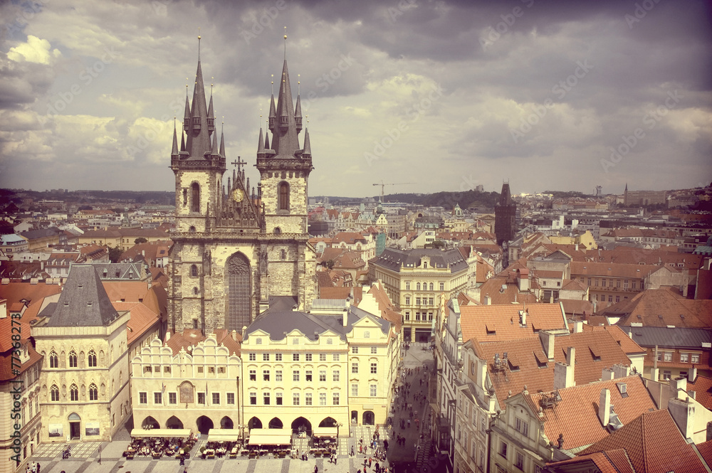 Vintage view of Prague