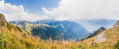 Panoramic view of Alps from the Rochers de Naye, Switzerland