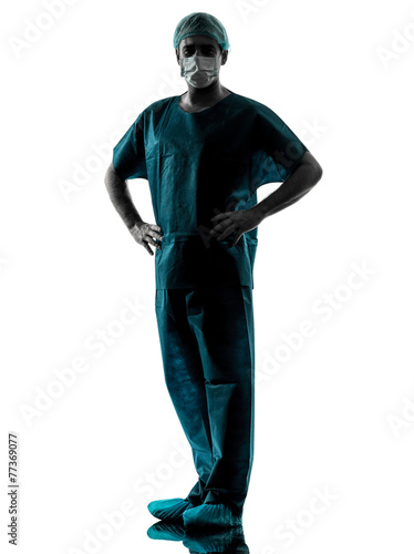 doctor surgeon man with face mask full length silhouette