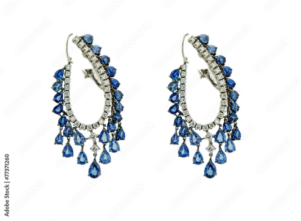 Earrings isolated on a white background Earrings isolated on a white background