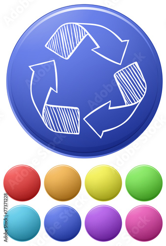Colourful circles with a recycle symbol