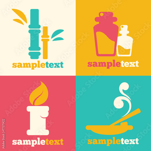 spa and aromatherapy icons in flat style