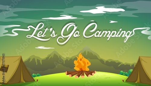 A poster showing a campsite