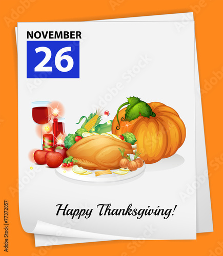 A calendar showing the 26th of November