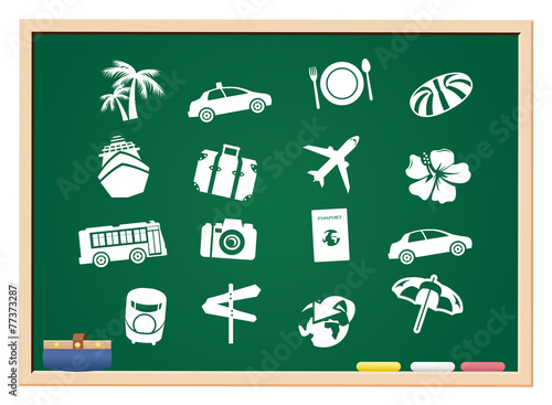 tourism icons blackboard Vector