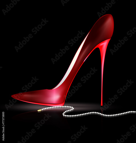 red shoe and beads
