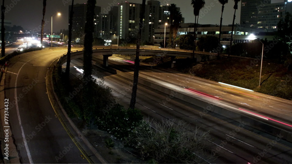Time lapse of a loop above the freeway in Downtown LA at night Time lapse of a loop above the freeway in Downtown LA at night