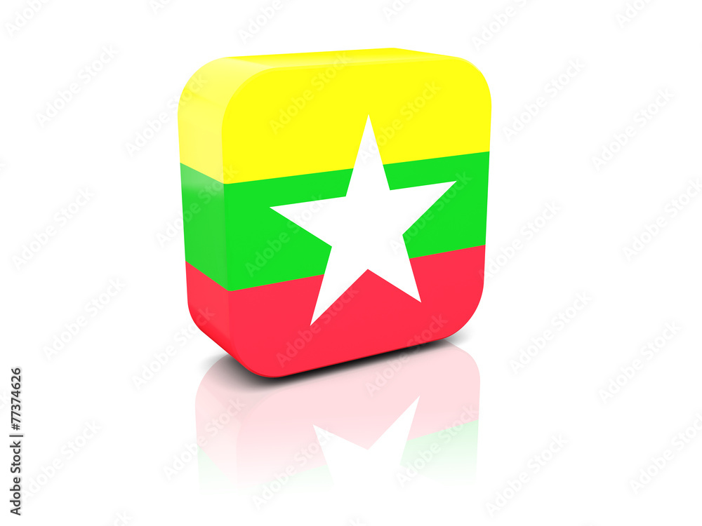 Square icon with flag of myanmar Square icon with flag of myanmar