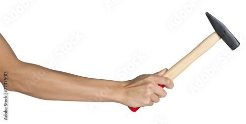 Female hand holding hammer