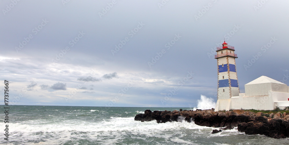 View of Santa Marta lighthouse, Cascais, Portugal 