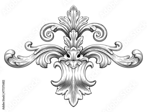 Vintage baroque frame scroll ornament vector