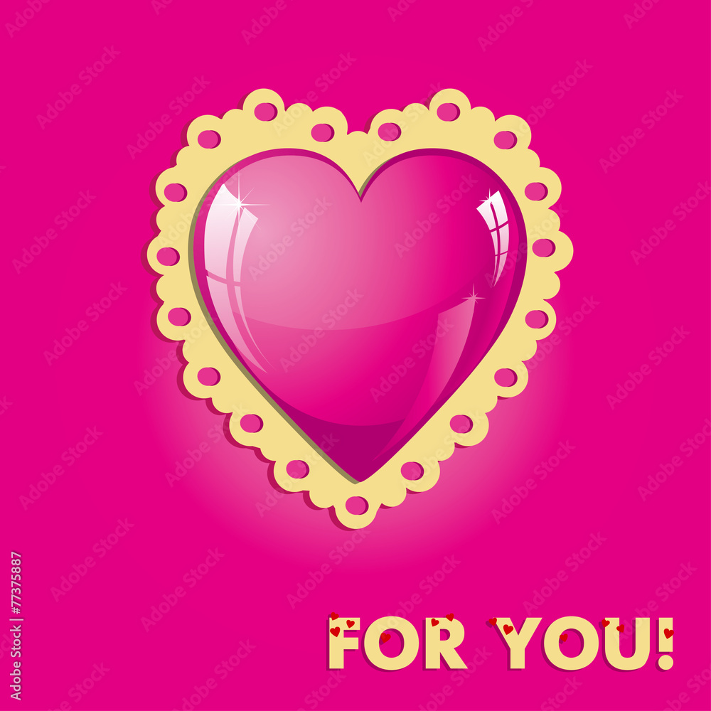 Valentine card with pink heart, vector illustration Valentine card with pink heart, vector illustration