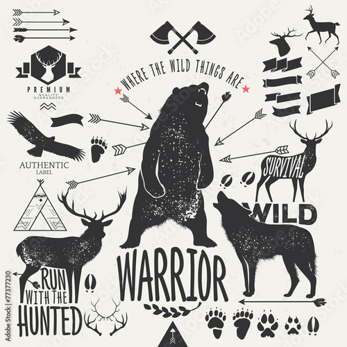wild animals - vintage labels