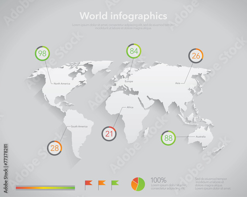 World map infographics template vector