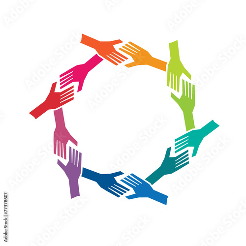 Group oh People Hands in Circle. Concept of teamwork