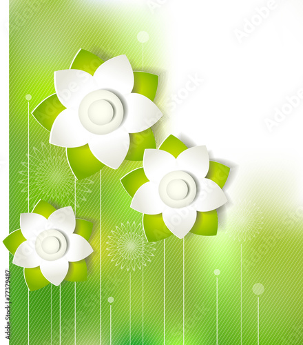 Green Abstract 3 d spring flowers