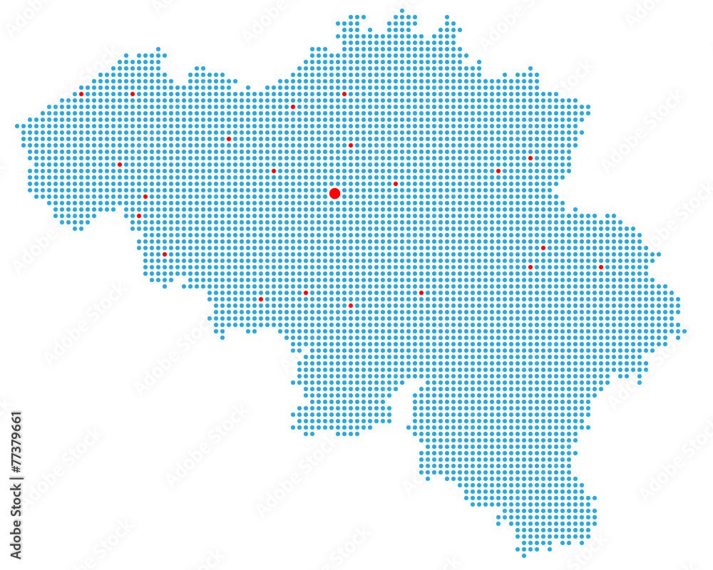 Belgien gepunktet (inkl. wichtiger Städte)
