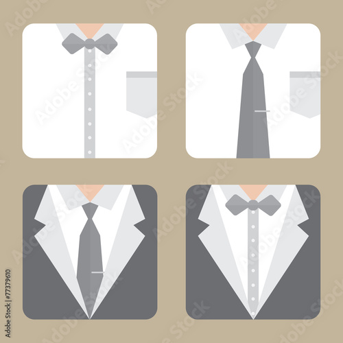 icons of business suits, tie, butterflies