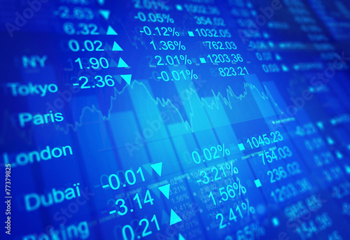 Currency exchange rates on a digital screen