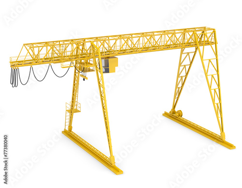 Yellow gantry bridge crane, half-turn