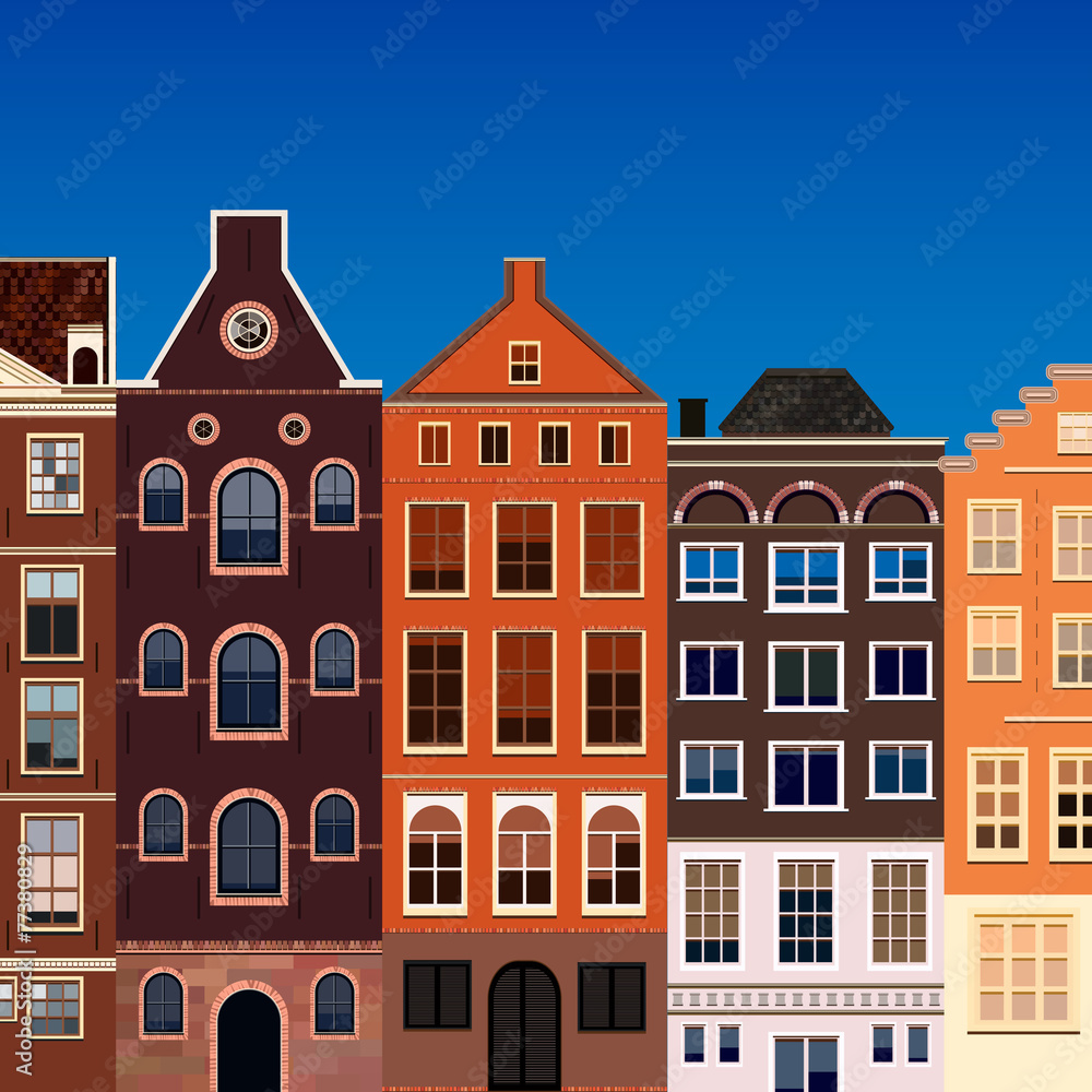 Fototapeta premium Street of abstract old houses.